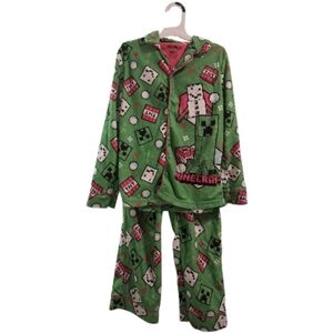 Minecraft Boys Christmas Small (6-7) Green Pajama Set
